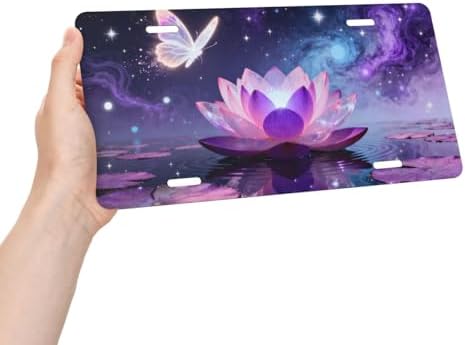 Purple Lotus Butterfly Galaxy Cool Front License Plate 6x12 Inch