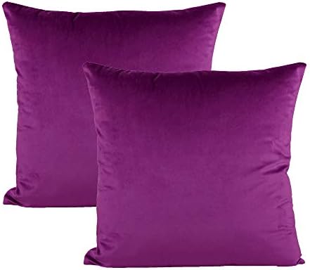 VAKADO Dark Purple Throw Pillow Covers Decorative Velvet Soft Solid Square Cushion Cases Home Decor for Couch Sofa Bedroom Office Set of 2, 18x18 Inch 45x45cm by VAKADO