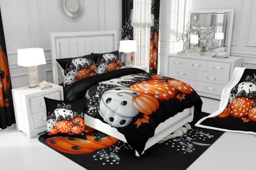 Erosebridal Boys Fall Pumpkin Harvest Comforter Cover, Happy Thanksgiving Duvet Cover Full for Kids Teens Adult Bedroom,Maple Autumn Leaves Bedding Set Rustic Farmhouse Barn Door Bedspread Cover - Image 5