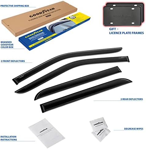 Goodyear shatterproof Side Window deflectors for Mitsubishi Outlander 2014-2021, Tape-on Rain Guards, Window Visors for Cars, Vent Deflector, Vent Visor, Car Accessories, 4 pcs - GY008863