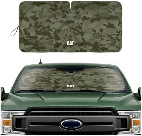 Windshield Sun Shade for Ford F-150 2015-2020, Foldable Truck Sunshade, UV Heat Blocker, Front Window Sun Shield, Interior Protection, Keeps Cab Cool, Heavy Duty Truck Accessory - Green Camo