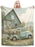Farmhouse Truck Blanket for Women, Gifts for Girls, Vintage Car Blankets for Kids, Soft Cozy Lightweight Throw for Bed Sofa Home Travel Room Decor, 50x60 Inch by Unknown