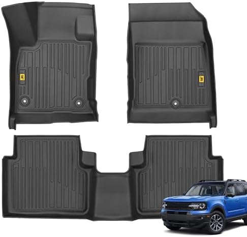 CAT® JustFit™ 3D All Weather Floor Mats for Ford Bronco Sport ONLY 2021-2026, Custom Fit Heavy-Duty Rubber Car Mats Full Set for 4 Door Models, (Not for Rubberized Floors)