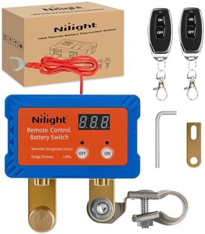 Nilight 140A Battery Disconnect Switch Wireless Remote Voltmeter Display