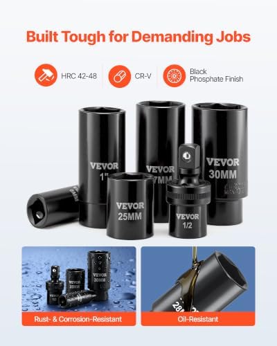 VEVOR 91-Piece 1/2" Drive Impact Socket Set, Deep & Shallow Kit - Image 2