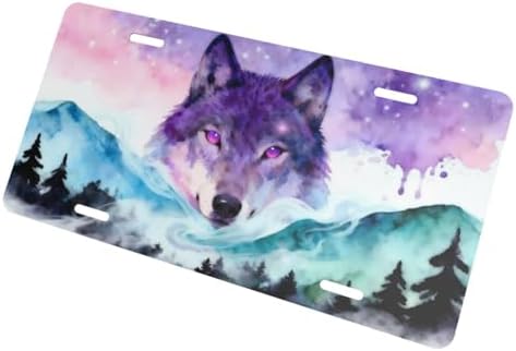 Starry Sky Wolf Front License Plate Car Decorative License Plates