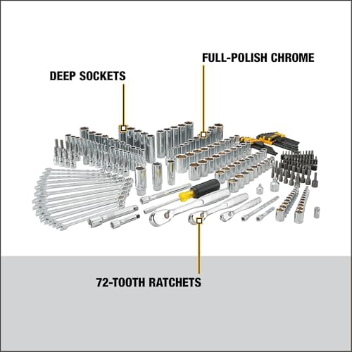 DEWALT Mechanic Tool Set, 247-Piece, 1/4 in., 3/8 in. and 1/2 in. Drive, SAE, Ratchets, Sockets, Hex Keys, Combination Wrenches, Polish Chrome Finish (DWMT81535) - Image 4