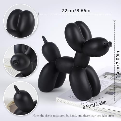 Notakia Creative Black Balloon Dog Decor Statue Crafts Living Room Decor Desktop Decorations,Handmade Modern Small Shelf Animal Statue Ornament Home Decor (Big Pure Black) - Image 3