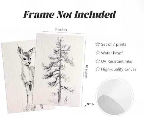 Vintage Nursery Wall Art Woodland Animal Canvas Decor Baby Room Wall Art Forest Animal Pictures Kids Tree Prints Posters Nature Deer Fox Painting Nursery Artwork for Bedroom 8x10x7 Inch Unframed - Image 2