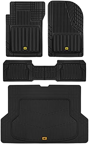 CAT® Car Mats Full Set - Automotive Floor Mats & Cargo Liners & SUV Floor Mats - Car Floor Mats All Weather Trim-to-Fit Rubber Universal Car Mats & Trunk Cargo Liners Black Floor Mats for Mini-Van