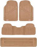Motor Trend 3-Row Heavy Duty Rubber Floor Mats & Liners for Car SUV Van, Front 2nd & 3rd Row Durable Polymerized Latex Full Interior Protection, Extra-High Ridgeline Design, Beige