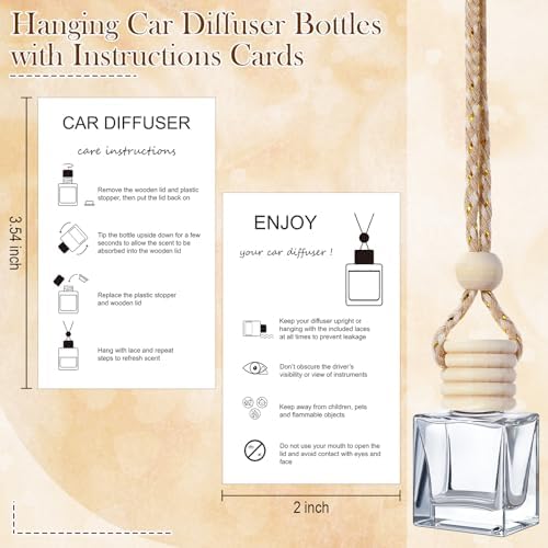 Boao 50Set Hanging Car Freshener Diffuser Bottle,White Card Flat Square
