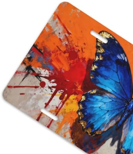 Blue Butterfly Graffiti Front License Plate 6" * 12" for Women