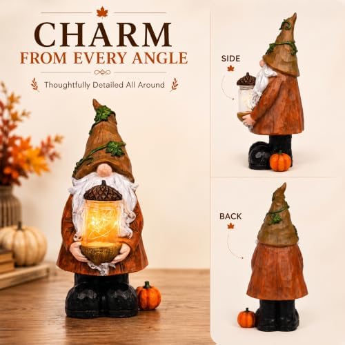 Topadorn Fall Gnome Decor with LED Light, Thanksgiving Tabletop Decoration - Image 6