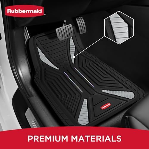 Rubbermaid Car Mat Full Set, Universal Trim-to-Fit Heavy-Duty Car Floor Mats – 4-Piece Set for All Weather Protection – Durable Rubber Mat for Cars, Trucks, SUVs & Vans-Gray