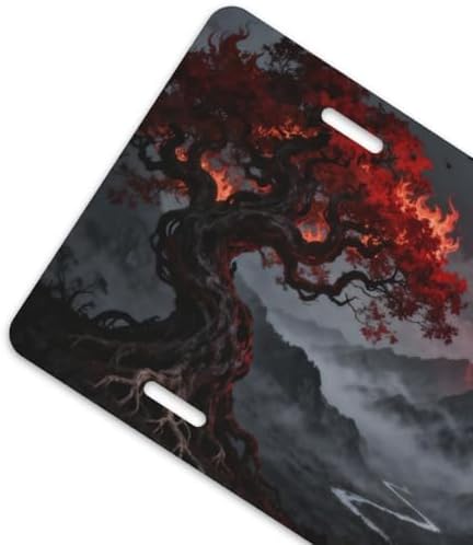 Red Moon Tree Misty Mountain Cool Front License Plate 6x12 Inch