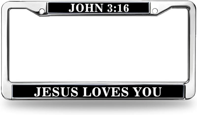 John 3:16 Jesus Loves You License Plate Frame 2 Holes God Christian Bible Personalized Gift Licence Plate Frame