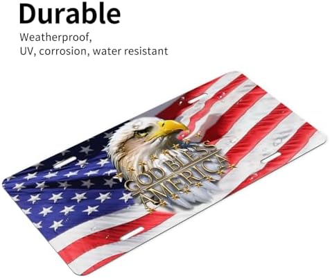 God Bless Front License Plate 6" * 12" for Women American Flag
