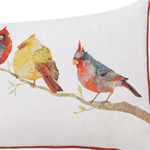 JWH Birds Accent Pillow Case Chenille Cushion Cover Decorative Pillowcase Animal Throw Pillow Cover for Couch Sofa Car Bed Chair Decor Sham 12x20 Inch White Orange - Image 4