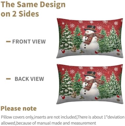 Christmas Snowman Lumber Pillow Covers 12x20 Set of 2 Red Highly Absorbent - Image 6