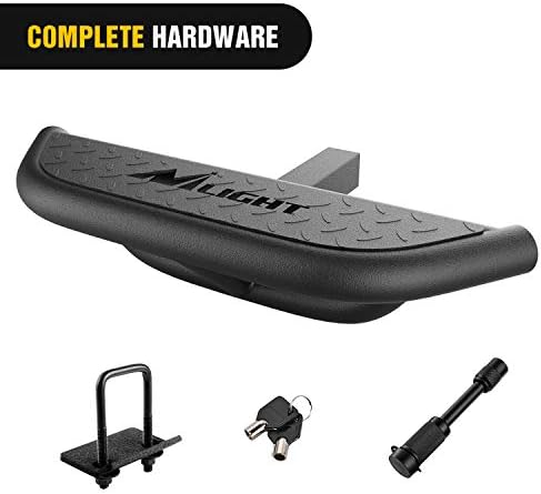 Nilight Hitch Step with 2" Hitch Receiver Rear Bumper Guard Protector Compatible with Car Truck Vehicles Upgraded Textured Black Hitch Step Bar with Hitch Lock & U-Bolts Stabilize