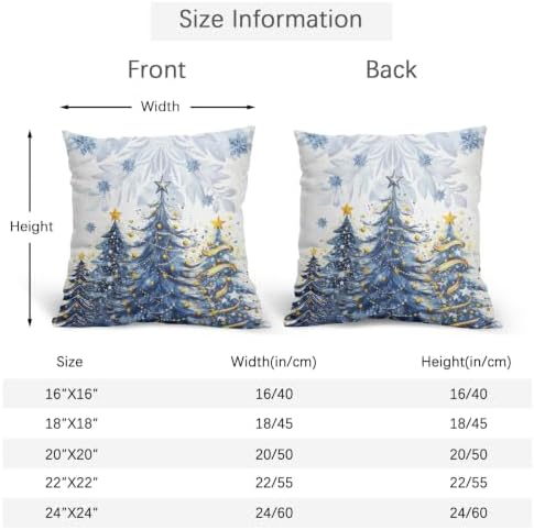 Christmas Tree Throw Pillow Covers 16x16 Set of 2 Winter Snowflake - Image 5