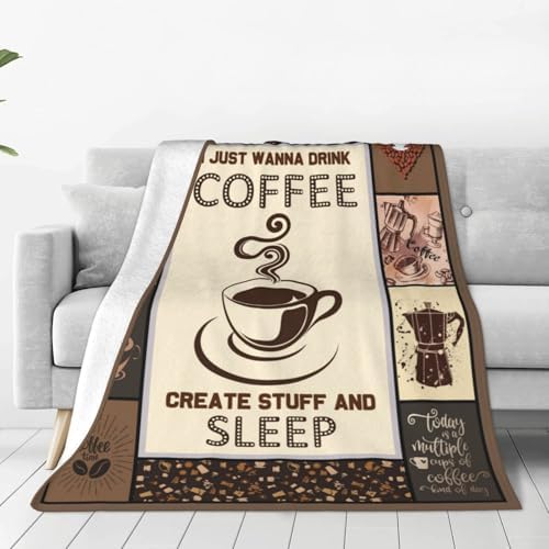 Coffee Blanket, Coffee Throw Blanket, Cafe Cup Beans Gifts Blankets Stuff Fleece Flannel Plush for Girls Women Boys Men Lovers Adults Soft Bedding Gift for Sofa Bed Office Home Decor 50"X60" - Image 3