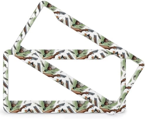 Duck Hunter Camouflage 2 Holes Aluminum License Plate Frames 2Pcs Solid Rust-Proof Standard US Car License Plate Frame Cover Holder Universal for Women&Man 12.2x6.3 in