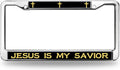 Jesus is My Savior License Plate Frame Custom God Cross Power Chrome License Plate Frame Christian Quote Rust-Proof License Plate Frame with Mounting Gift Kit