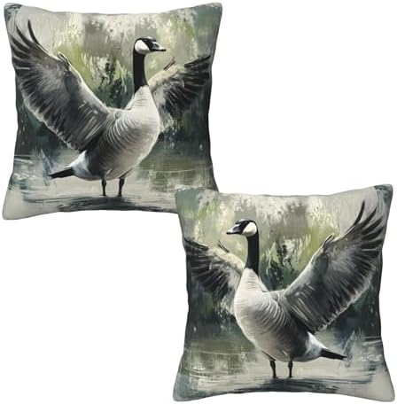 Ink Wash Painting Goose Throw Pillow Covers 18x18 inch Set of 2 Pillow Case Cushion Cover for Home Sofa Couch Living Room Car Decor by Mshutbna