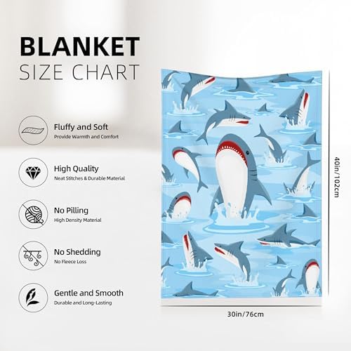 Cute Sharks Blanket Gifts for Girls Boys Women - Super Soft Cozy Warm Throw Sheet for Couch Bed Sofa Office Decor All Season 30"x40" Pets - Image 5