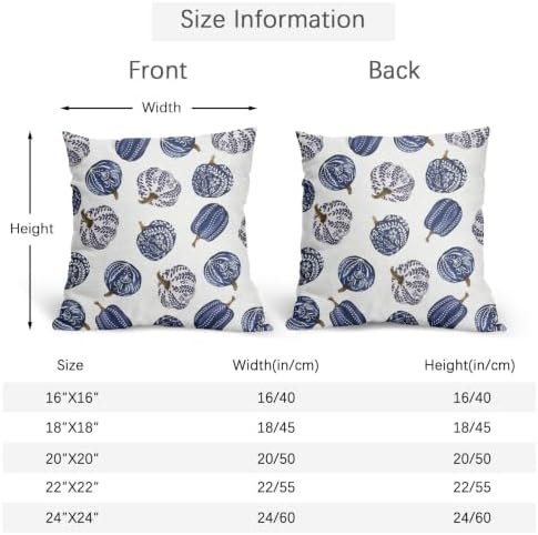 Fall Chinoiserie Pumpkin Throw Pillow Covers 22x22 Set of 2 Autumn Blue White Porcelain Thanksgiving Pillow Covers Autumn Pillowcase for Kitchen Sofa Cushion Outdoor Bedroom Decoration - Image 5