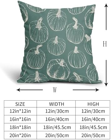 Light Blue Fall Pumpkin Pillow Covers 18x18 Set of 2 Autumn Themed Thanksgiving Cream Print Decorative Throw Pillows Outdoor PillowCase Farmhouse Linen Cushion Case Decor for Home Sofa Couch Bed - Image 5