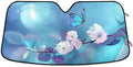Butterfly Flowers Car Windshield Sun Shade Yellow Pink Floral Blue Foldable UV Ray Sun Visor Protector Sunshade to Keep Your Vehicle Cool (55" x 27.6")