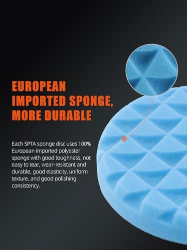 SPTA 10pcs Polishing Pads Kit, 7 Inches Large Size Buffing Pads, Car Foam Buffing Sponge Pads Kit with 5/8"-11 Backing Plate for Car Waxing Polishing - Image 4