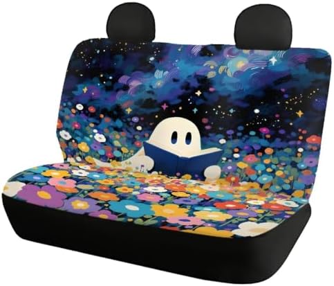 Flower Ghost Seat Covers Set Universal Car Seat Cover,Vehicle Backseat Protector Cushion Covers Fit SUV Truck Van Dog Back Seats Protection Dust-Proof
