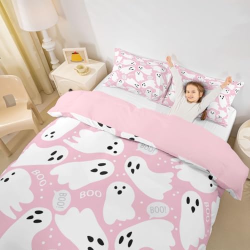 Feelyou Pink Halloween Cartoon Duvet Cover Queen Size - Image 6