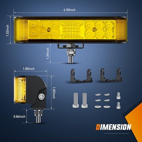 Nilight Side Shooter LED Pods Yellow 2Pcs 6.5 Inch 60W Flood Spot Beam Offroad Driving Fog Work Light Bar for Tractor Boat SUV ATV UTV 4WD Car Truck Motorcycle Dirt Bike Golf Cart 12V 24V