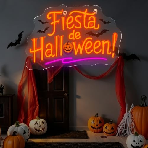 Fiesta De Halloween Neon Sign, Pumpkin Halloween LED Light, 16.7"x11.4" - Image 7