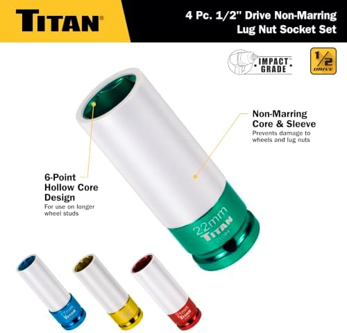 Titan 21095 4-Piece 1/2-Inch Drive Non-marring Impact Deep Lug Nut Socket Set - Image 3