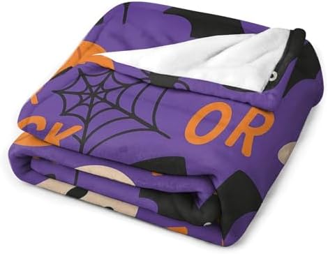 Purple Throw Blanket Flannel Fleece Winter Pumpkin Trick or Treat Spooky Ghost Lightweight Soft Fuzzy Cozy Couch Bed Purple Blanket Fall Decor Thanksgiving Gifts Kids Adult 60"x50" - Image 7