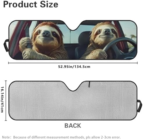 Renewold Funny Sloth Driving Windshield Sunshade for Jeep Wrangler JK JKU JL Foldable UV Ray Heat Reflector Summer Car Front Window Sun Visor Shield Cover Fit for Jeep Gladiator JT Vehicles Sun Shade