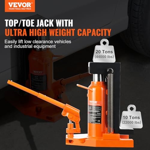 VEVOR Hydraulic Toe Jack, 10 Ton Lift, 20 Ton Capacity, 1.2-7.5 in Toe Height, 12.6-18.9 in Top Height, Air Hydraulic Claw Jack for Machinery - Image 2