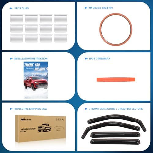 Nilight in-Channel Window Rain Guards for Ford Maverick 2022-2026, 4PCS