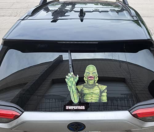 Gill-Man Creature from The Black Lagoon Nostalgic Horror Waving WiperTags with Decal for Rear Vehicle Wipers. Universal fit. Made in USA.