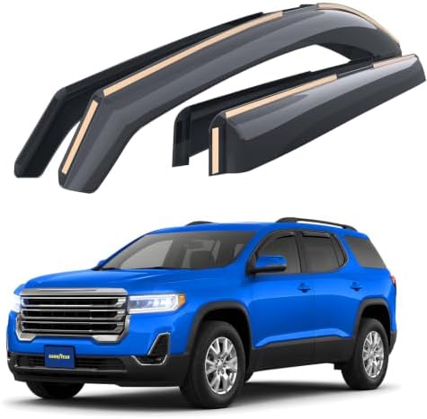 Goodyear Shatterproof in-Channel Window Deflectors for GMC Acadia 2017-2023, Rain Guards, Window Visors for Cars, Vent Deflector, Car Accessories, 4 pcs - GY007970