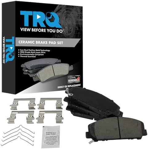 TRQ Front Brake Pads Ceramic Hardware Wear Sensor