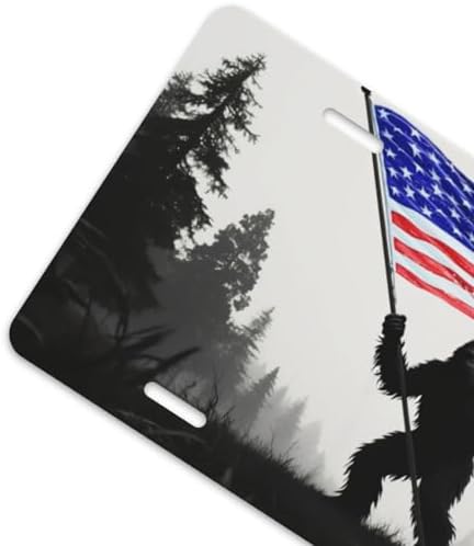 Bigfoot Vintage American Flag Front License Plate 6" * 12" for Women