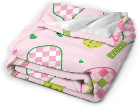 Pickleball Paddle Blanket for Women, Gifts for Girls, Cute Preppy Pickleball Blankets for Kids, Soft Cozy Lightweight Throw for Bed Sofa Home Travel Room Decor, 60x80 Inch - Image 2