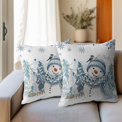 Merry Christmas Snowman Pillow Covers 20x20 Set of 2 Highly Absorbent - Image 3
